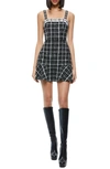Alice And Olivia Kaidra Dropwaist Mini Dress In Black/ Off White