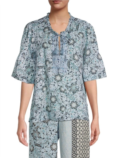 Johnny Was Marrakesh Embroidered Peasant Top In Multi In Blue