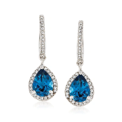 Ross-simons London Blue And White Topaz Drop Earrings In Sterling Silver