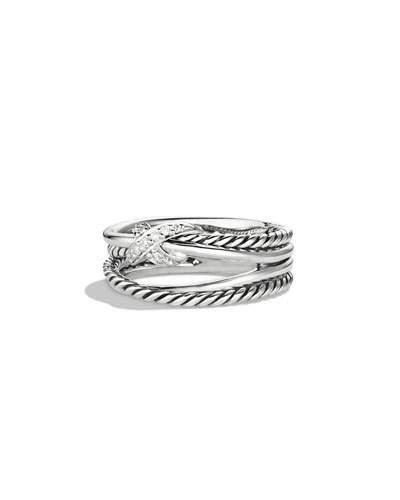 David Yurman X Collection Ring With Diamonds In Silver