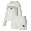 Concepts Sport Women's  White New England Patriots Fluffy Pullover Sweatshirt And Shorts Sleep Set In White