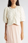 Simone Rocha Embellished Wool-blend Cardigan In Ivory/ Pearl/ Clear