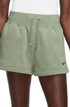 Nike Women's  Sportswear Phoenix Fleece High-waisted Loose Shorts In Oil Green/black 