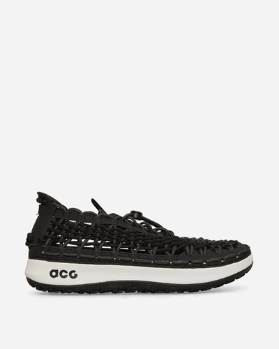 Nike Acg Watercat Woven Leather And Rubber-trimmed Woven Sneakers In Black/anthracite-black