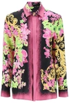 Versace Orchid Barocco Silk Twill Pajama Shirt