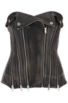 Dion Lee Biker Zipped Leather Corset Top In Brown