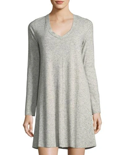 Knot Sisters Claire Long-sleeve Ribbed Dress In Gray