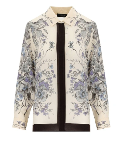 Weekend Max Mara Womens Beige Ponte Floral-print Relaxed-fit Silk Shirt