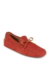Tod's Gommino Suede Driver Loafers In Red