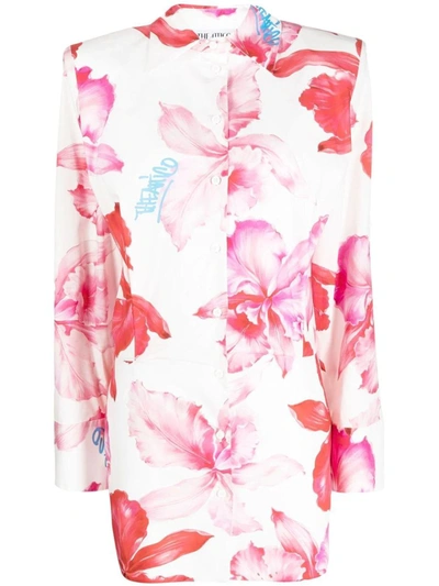 Attico Margot Floral-print Minidress In Pink