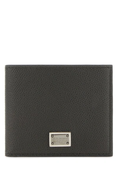 Dolce & Gabbana Man Dove Grey Leather Wallet In Gray