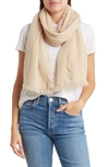 La Fiorentina Fringe Wool & Cashmere Blend Scarf In Beige