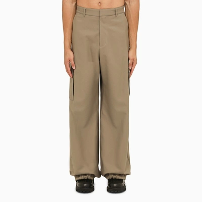 OFF-WHITE BEIGE WIDE CARGO TROUSERS