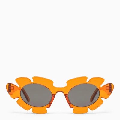 Loewe Flower Acetate Sunglasses In Shiny Orange And Smoke