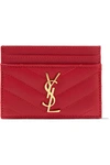 SAINT LAURENT Quilted textured-leather cardholder