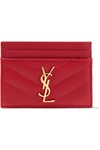 Saint Laurent Quilted Monogram Leather Card Holder, Red