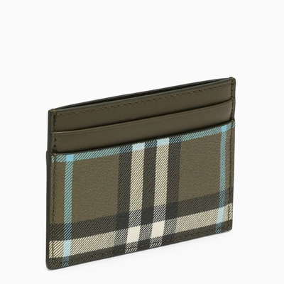 Burberry Check-pattern Card Holder In Khaki