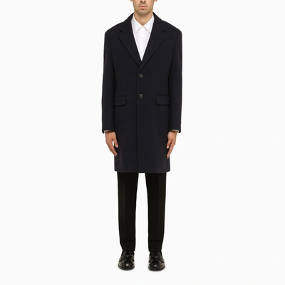 Prada Blue Single-breasted Wool Coat