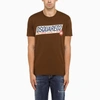 DSQUARED2 DSQUARED2 BROWN CREW-NECK T-SHIRT WITH LOGO