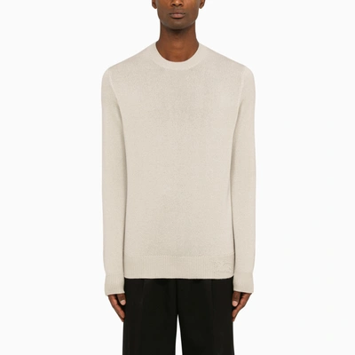 Burberry Grey Cashmere Crew-neck Sweater In White