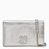 OFF-WHITE CRACKED METALLIC LEATHER SHOULDER CLUTCH