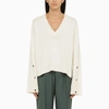 Loulou Studio V-neckline Textured Knit Sweater In White