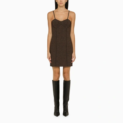 Givenchy Knitted Monogram Mini Dress With Lurex Detail In Brown