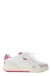 Palm Angels Palm University Mixed Leather Sneakers In White/fuxia