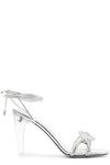 Valentino 100 Crystal Chain Sandals In Silver