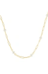 EFFY 14K GOLD PLATED STERLING SILVER 7MM FRESHWATER PEARL STATION NECKLACE