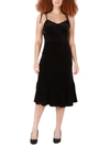 BLACK TAPE WOMENS VELVET STRAPPY MIDI DRESS