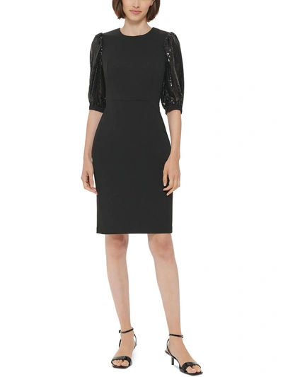 Calvin Klein Womens Sequined Midi Cocktail And Party Dress In Black
