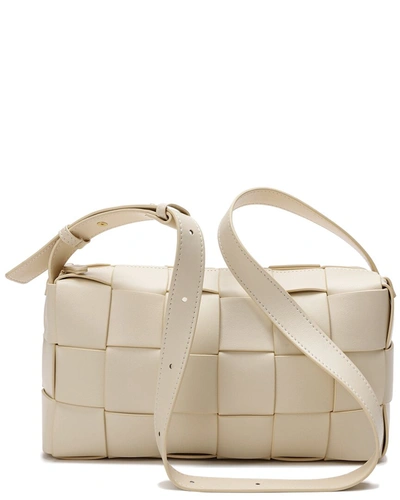 Tiffany & Fred Smooth Woven Leather Shoulder Bag In White