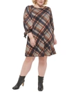 Jessica Howard Plus Womens Knit Plaid Shift Dress In Multi