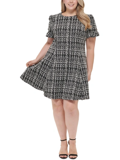 Dkny Plus Womens Knit Mini Wear To Work Dress In Multi