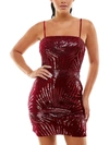 CRYSTAL DOLL WOMENS VELVET MINI COCKTAIL AND PARTY DRESS