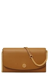 Tory Burch Robinson Leather Wallet On A Chain In Tigers Eye