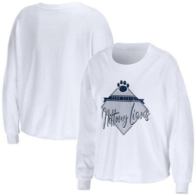 Wear By Erin Andrews White Penn State Nittany Lions Diamond Long Sleeve Cropped T-shirt