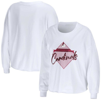 Wear By Erin Andrews White Arizona Cardinals Domestic Cropped Long Sleeve T-shirt