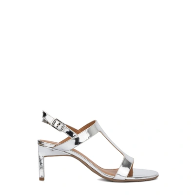 Aquatalia Rosetta Metallic Slingback Sandals In Silver