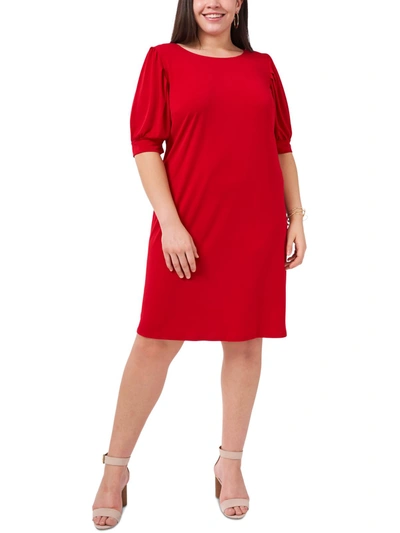 Msk Women Plus Womens Puff Sleeve Knee-length Sheath Dress In Red