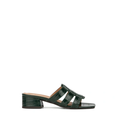 Aquatalia Harla Croco Caged Mule Sandals In Black