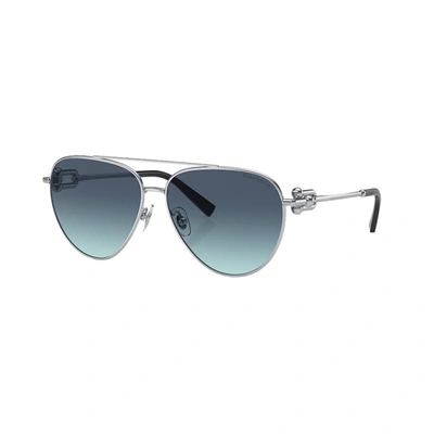 Tiffany & Co Tf 3092 60019s 59mm Womens Aviator Sunglasses In Silver