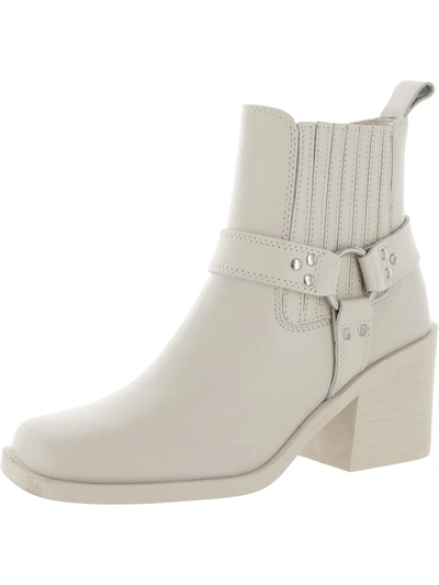 Steve Madden Wells Womens Leather Harness Chelsea Boots In White