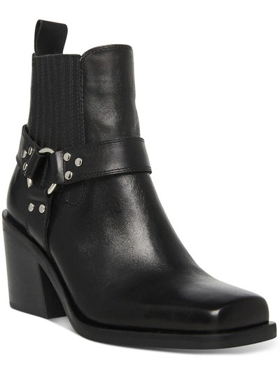 Steve Madden Wells Womens Leather Harness Chelsea Boots In Black