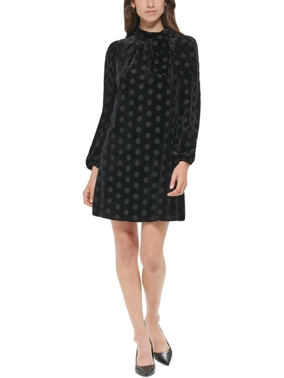 Calvin Klein Womens Dotted Mini Shift Dress In Black