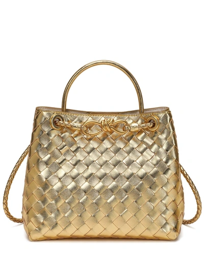 Tiffany & Fred Woven Leather Top Handle Shoulder Bag In Gold
