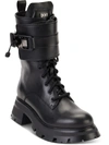 Dkny Sava Womens Magnetic Closer Lug Sole Combat & Lace-up Boots In Black