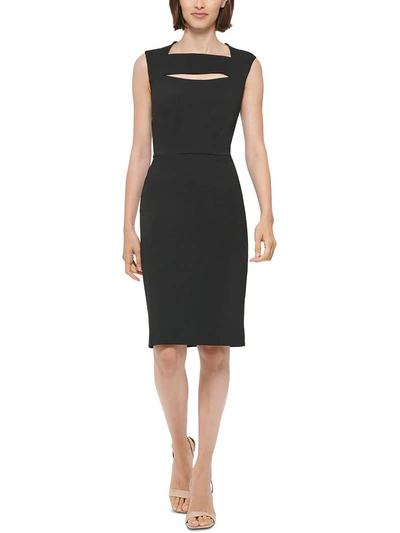 Calvin Klein Womens Cut-out Sleeveless Sheath Dress In Black