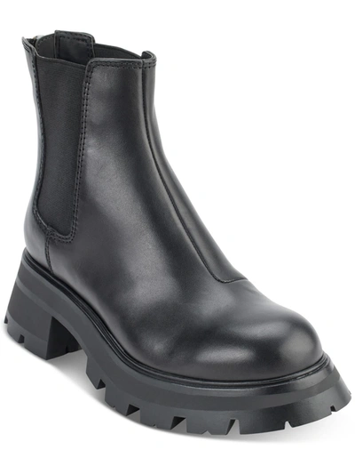 Dkny Sasha Womens Leather Round Toe Chelsea Boots In Black